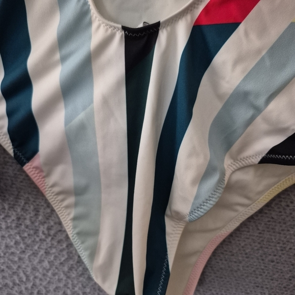 Anthropologie Solid & Striped Michelle Multi Color V-Neck Cheeky Swimsuit S - Picture 3 of 7